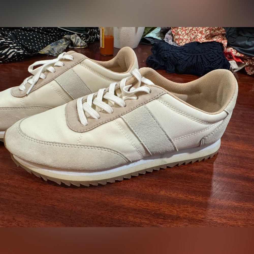 Women’s Jcrew Cream and Tan Sneakers